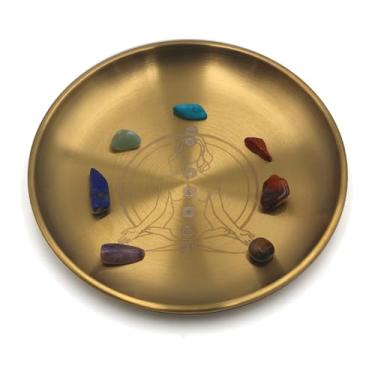 Imagem de Amitofo Tigela de Oração com Pedra Preciosa de Chakra, Ideal para Altar, Meditação, Incenso, Manchas, Vela, Cristal, Joias, Ioga (Chakra)