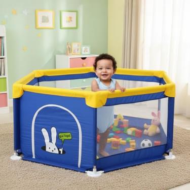 Imagem de 150 x 130 x 68 cm Cercadinho para Bebe Hexagonal Cercado para Bebê Cercadinho Infantil Chiqueirinho Bebe de Proteção Criança Grande Tamanho com Design Colorido DOUBLE S (150 * 130cm)