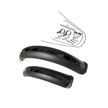 Imagem de Conjunto de para-lamas dianteiro e traseiro para bicicletas de montanha e praia, preto/laranja.(Black)