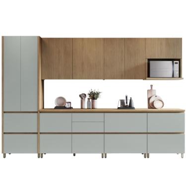Imagem de Armário De Cozinha Completa 100% Mdf 10 Portas 8 Gavetas Raissa Nesher Madeirado / Verde
