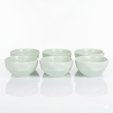 Imagem de Kit 6 Bowl Tigela Porcelana Verde Relevo Orgânico 360ml