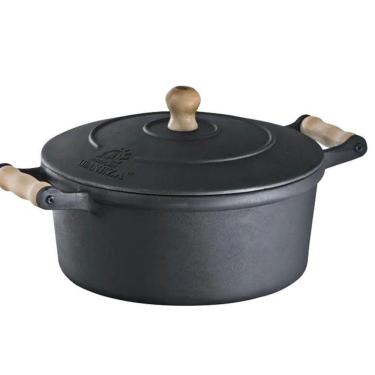 Imagem de Caçarola Alça de Madeira Tampa de Ferro 7,6 Litros 30cm