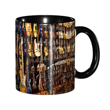 Imagem de Zeraoke Caneca de café criativa com impressão de guitarra musical, personalizada, presente para família, tamanho de 325 ml, unissex