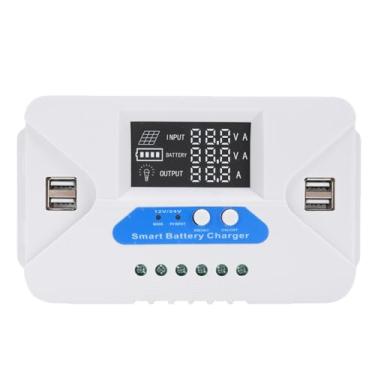 Imagem de RiToEasysports Controlador de Carga Solar, Regulador de Painel Solar 10A Controlador de Bateria Solar Com 4 Portas USB Display LCD para Baterias de Gel AGM de Lítio, Telefones e Tablets