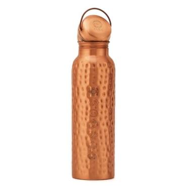 Imagem de AVA DESIGNZ Garrafa de água de cobre para beber 950 ml com escova, garrafa Ayurveda com acabamento martelado com alça