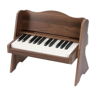 Imagem de Esquirla Teclado de piano infantil, pequeno, portátil, para aprendizado e ensino, em madeira, ideal para iniciantes, Cor de Madeira Profunda