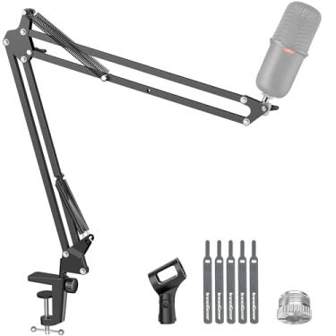 Imagem de InnoGear Braço de microfone, braço de microfone atualizado suporte de suspensão boom com clipe adaptador de parafuso de 9,5 mm a 16 mm para Blue Yeti Snowball, HyperX QuadCast SoloCast, Yeti X e outros microfones, grande