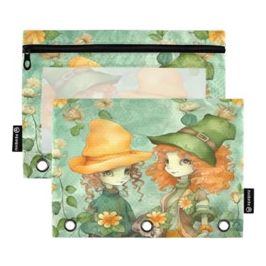 Imagem de Wassud Pastas de fichário para meninas elfas em um campo de flores, pacote com 2, pastas de bolso com 3 furos, organizador de fichários para casa, escritório