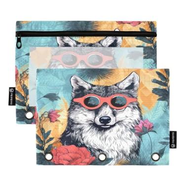 Imagem de Wassud Lobo em óculos de sol, pacote com 2 pastas, pastas de bolso com 3 furos, pasta organizadora para casa, escritório
