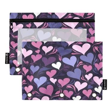 Imagem de Wassud Pacote com 2 pastas em formato de coração rosa e roxo com 3 furos, pasta organizadora de arquivos para casa, escritório