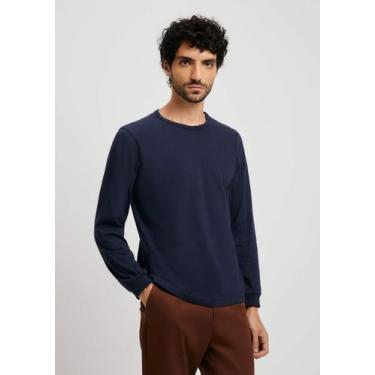 Imagem de Camiseta Básica Masculina Manga Longa Slim - Hering, P, Azul