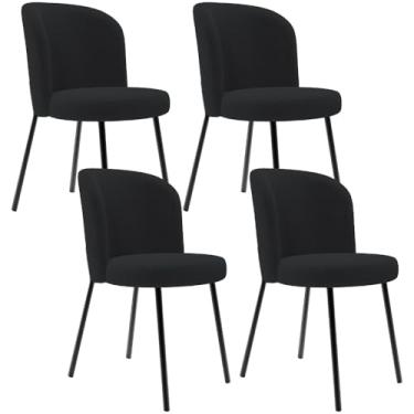 Imagem de Kit 4 Cadeiras Sala de Jantar Estofada Gavi L02 Bouclê Preto - Lyam Decor