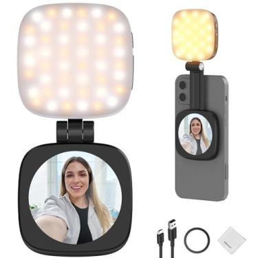 Imagem de Luz de selfie magnética NEE-WER Basics compatível com M4gS4fe para iP-hone, iluminação circular, espelho para videoconferências, maquiagem e gravações, preta (NL48B)