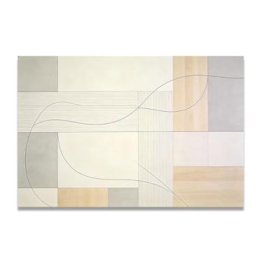 Imagem de LKXGRRSFG Arte em tela minimalista Silent Beauty: Serenidade tons neutros grande área em branco para decoração de espaço calmo 60 x 75 cm sem moldura