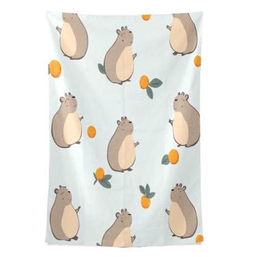 Imagem de STAYTOP Tapeçaria bonita capivara tapeçaria de parede para decoração de casa decoração de dormitório sala de estar quarto tapete de parede (60×40in)