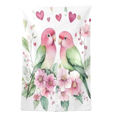 Imagem de STAYTOP Tapeçaria belos pássaros e flores tapeçarias de parede para decoração de casa decoração de dormitório sala de estar quarto tapete de parede (60 × 51 polegadas)