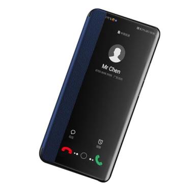 Imagem de POYUFRG Capa flip para iPhone 17 Pro Max/17 Pro/17, Slim HD Clear Viewing Window Capa de couro compatível com carregamento sem fio, azul, 17 ProMax