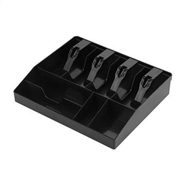 Imagem de Bandeja de inserção de gaveta de dinheiro, organizador de armazenamento de dinheiro durável premium para lojas de varejo, restaurantes, escritórios, plástico preto e branco (Preta)