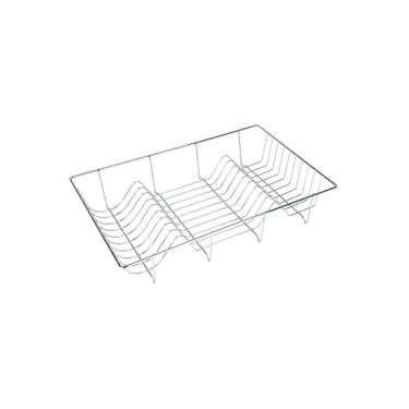 Imagem de Escorredor de Louça Aramado, Ferro Cromado, 48x31x9 cm, 18 Pratos, 300g, Design Compacto