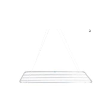 Imagem de Varal de Teto Portátil, 90cm, Branco, Aço, Capacidade 13kg, 13 Metros de Corda, com Kit de Instalação