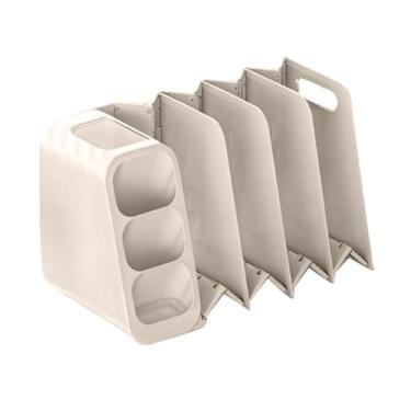 Imagem de Ｂｅｓｇａ Organizador de Mesa para Livros com Porta-canetas, Organizador de Arquivos, Acessórios de Escritório, Simples, para Mesa de Estudo Infantil, Suporte D, Creme, Tamanho real