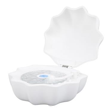 Imagem de Depisuta Alto-falante Shell, LED Seashell Night Light Projetor Desktop Alto-falante Portátil para Decoração de Mesa de Quarto Decoração de Casa Relaxamento Festa Música Presentes (Branca)