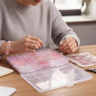 Imagem de Conjunto de 1600 contas de vidro para fabricação de joias, 15 grades DIY sortidas de contas coloridas para artesanato, miçangas e acessórios