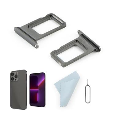 Imagem de Bandeja de cartão SIM de 2 peças para iPhone 13 Pro A2483, A2636, A2639, A2640, A2638 de substituição para iPhone 13 Pro max A2484, A2641, A2644, A2645, A2643 com pino de ejeção aberto (preto)