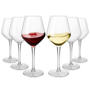 Imagem de HAHASHOW Taça de vinho inquebrável, copos de vinho Tritan plástico vermelho/branco, copos de vinho de 425 g, copos disponíveis para lava-louças, conjunto de 6, para piquenique, votação, casamento