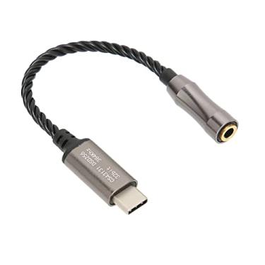 Imagem de Cryfokt Adaptador de Amplificador de Fone de Ouvido de Alto Desempenho Tipo C a 3,5 Mm para PC, 15 Cm/5,9 pol., Relação Sinal-ruído de 120 DB, Material de Cobre Banhado a Prata (Preto)