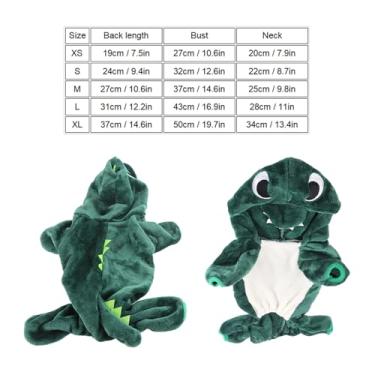 Imagem de Generic Bonito Dinossauro de Inverno Com Capuz para Cães Jaqueta de lã para Cães Pequenos Filhote de Cachorro - Roupa Quente para Animais de Estimação para o Inverno - Roupas para para Cachorros (L)