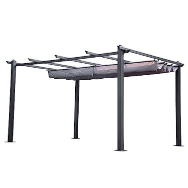 Imagem de CMOLVUR Pérgula retrátil ao ar livre com toldo de sol para pátio gazebo, moldura completa de liga de alumínio para jardim varanda quintal, cinza, 3 x 4 m
