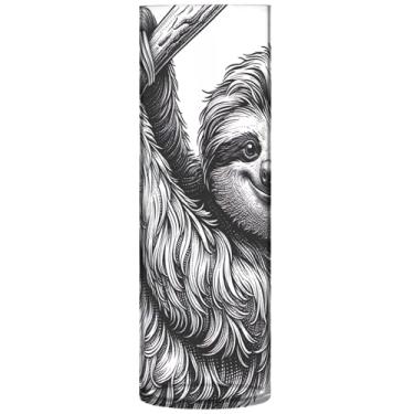 Imagem de Lindo vaso de plástico cinza com estampa de animal preguiça vasos cilíndricos fofos decoração de casa floral decoração de outono para quarto, 30 cm x 9,9 cm