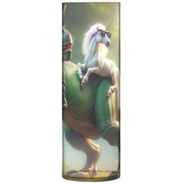 Imagem de Vaso de flores cilíndrico de unicórnio engraçado para mesa vaso de flores grande personalizado decoração de sala de impressão fofa estética, 30 cm x 9,9 cm