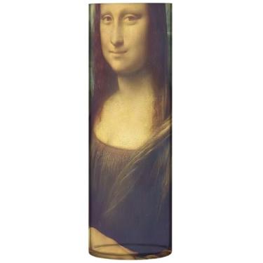 Imagem de Leonardo da Vinci Mona Lisa La Gioconda Vaso de flores cilíndrico decorativo personalizado plástico alto bonito decoração de banheiro estética, 30 cm x 9,9 cm