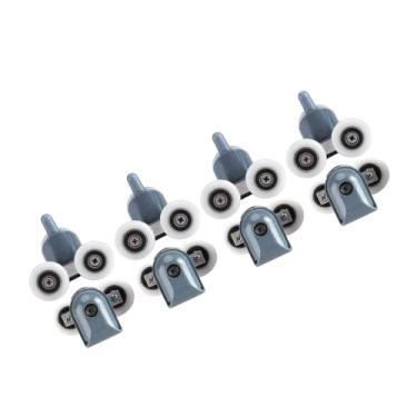 Imagem de GLOGLOW Configuração de Entrada de Porta Pacote de 8 para Portas de Vidro de 5 Mm e 6 Mm, Nylon e Aço Inoxidável, Rodas de 25, Inclui 4 Rolos Superiores e 4 Rolos Inferiores de Porta de Chuveiro,