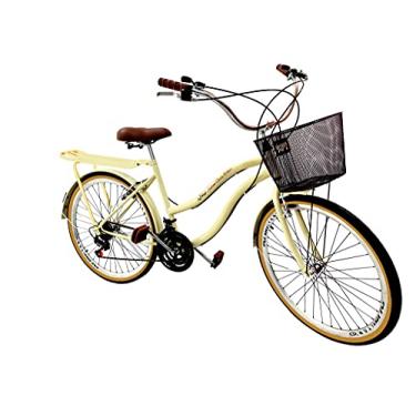 Imagem de Bicicleta aro 26 retrô 18 marchas cesta metálica bagageiro