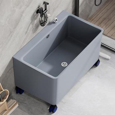 Imagem de Banheiras de estação de lavagem, pia utilitária, banheira de plástico para lavanderia, pia de esfregão de chão, pia utilitária, bacia com drenagem/filtro de pia, para sala de lavagem, porão, garagem