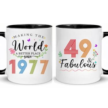 Imagem de Choinn 1977 Presentes de aniversário de 49 anos para mulheres e homens, presente de aniversário de 49 anos, caneca de café para mãe, pai, avó, vovô, ideias de presentes de aniversário de 49 anos, Dia