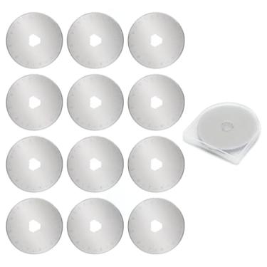 Imagem de 12 peças de lâminas de substituição de cortador rotativo com marcações de escala, discos de corte para estofamento, costura, patchwork, tecido, artesanato fotográfico, 45 mm