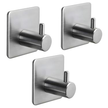 Imagem de Kit Gancho Suporte Adesivo Aço Inox Premium Cabide Parede Banheiro Cozinha Resistente Instalação Sem Furos Alta Resistência Metal Luxo Prova D'água Anticorrosivo Design Moderno Suporta Até 5KG (3)