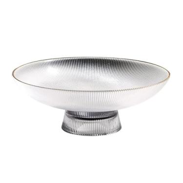 Imagem de fruteira cesta Tigela de frutas de vidro móveis sala de estar decoração mesa prato de doces prato de frutas criativo transparente prato de frutas para sala de estar bancada