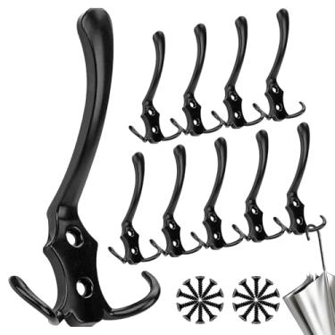 Imagem de Ganchos para Roupas de Parede | Cabideiro Moderno Preto para Chapéus - Com 20 Parafusos Para Instalação | Para Chapéu Cachecol Saco Toalha Chave Guarda-Chuva