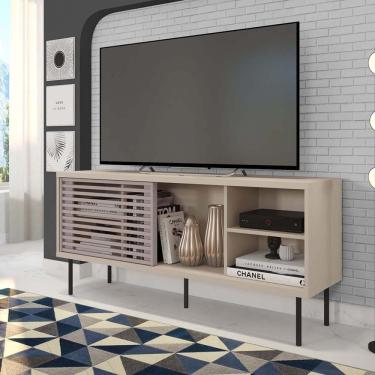 Imagem de Rack Para Tv Até 55 Polegadas Industrial 136cm Em Bp Porta Ripada Multiverso Espresso Móveis Off White Bp/cacao