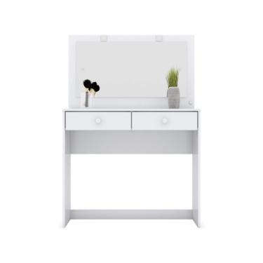 Imagem de Penteadeira 2 Gavetas com Espelho Thais Espresso Móveis Branco