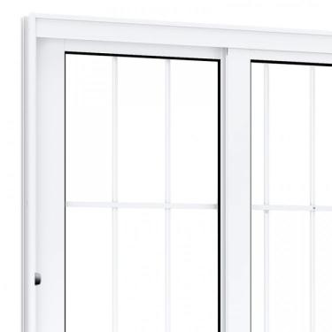 Imagem de Janela de Correr Alumínio Central 2 Folhas Móveis 2 Fixas com Grade Lucasa Eccellente 120cmx150cm Branco