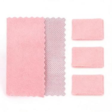 Imagem de 3 peças de panos de prato de malha prateada, pano de prato de arame sem arranhões, reutilizáveis, panos de limpeza de camada dupla, ideais para limpeza de cozinha, pias, pratos e fogões