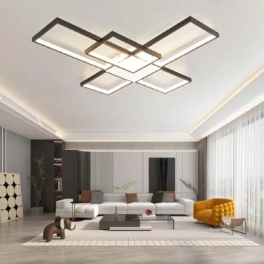 Imagem de Luminária de teto LED, com intensidade regulável e controle remoto, luminária de teto moderna quadrada em acrílico, iluminação de teto embutida para sala de estar, cozinha, escritório, quart