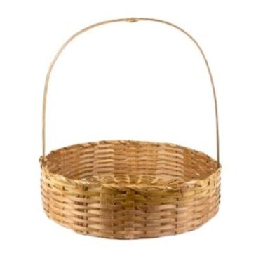 Imagem de Cesta Redonda de Bambu Fraldeira e Café da Manhã Prática para Pais e Amantes do Café(40cm)