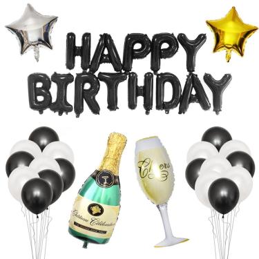 Imagem de Kit de balão com tema de garrafa de vinho 23 peças de confete em folha de látex
